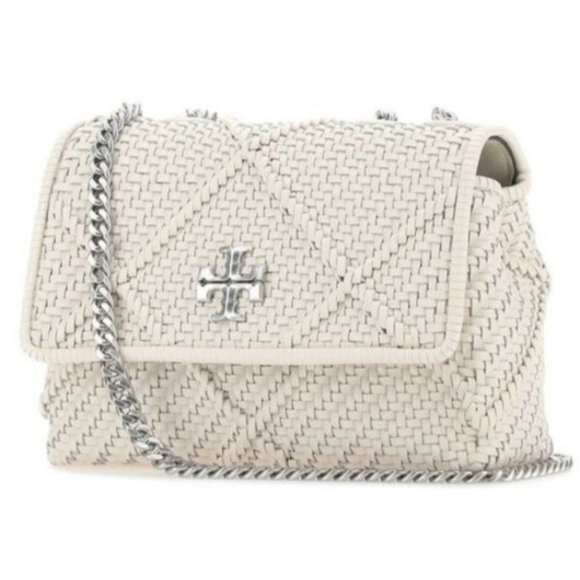 Tory Burch Kira Diamond woven small convertible shoulder bag ivory color - Picture 4 of 16